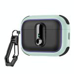 For AirPods Pro 2 Armor Magnetic Wireless Earphones Case with Security Lock(Black Mint Green)