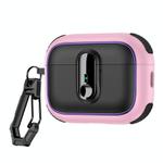 For AirPods Pro 2 Armor Magnetic Wireless Earphones Case with Security Lock(Black Pink)
