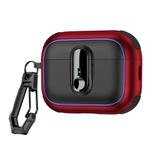 For AirPods Pro 2 Armor Magnetic Wireless Earphones Case with Security Lock(Black Red)