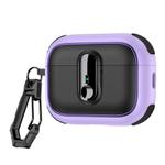 For AirPods Pro 2 Armor Magnetic Wireless Earphones Case with Security Lock(Black Purple)