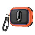 For AirPods Pro 2 Armor Magnetic Wireless Earphones Case with Security Lock(Black Orange)
