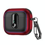 For AirPods 3 Armor Magnetic Wireless Earphones Case with Security Lock(Black Red)
