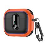 For AirPods 3 Armor Magnetic Wireless Earphones Case with Security Lock(Black Orange)