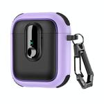 For AirPods 1 / 2 Armor Magnetic Wireless Earphones Case with Security Lock(Black Purple)