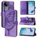 For vivo V50 Global Embossed Butterfly Leather Phone Case(Light Purple)