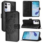 For vivo Y29 4G Global Embossed Butterfly Leather Phone Case(Black)
