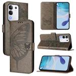 For vivo Y29 4G Global Embossed Butterfly Leather Phone Case(Grey)