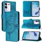 For vivo Y29 4G Global Embossed Butterfly Leather Phone Case(Blue)
