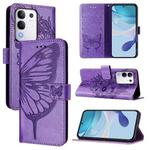 For vivo Y29 4G Global Embossed Butterfly Leather Phone Case(Light Purple)