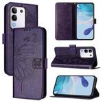 For vivo Y29 4G Global Embossed Butterfly Leather Phone Case(Dark Purple)