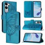 For vivo Y29S 5G / Y04 4G Global Embossed Butterfly Leather Phone Case(Blue)