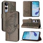 For vivo V50 Lite 5G Embossed Butterfly Leather Phone Case(Grey)