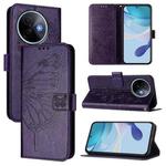 For vivo Y39 5G Global Embossed Butterfly Leather Phone Case(Dark Purple)