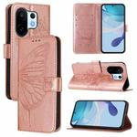 For vivo S30 Pro mini Embossed Butterfly Leather Phone Case(Rose Gold)