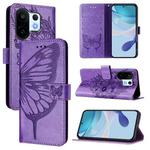 For vivo S30 Pro mini Embossed Butterfly Leather Phone Case(Light Purple)