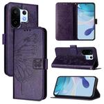 For vivo S30 Pro mini Embossed Butterfly Leather Phone Case(Dark Purple)