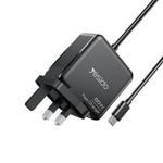 Yesido YC93 PD65W 2m USB-C / Type-C Cable Laptop Charger, UK Plug(Black)