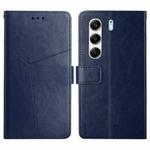 For Tecno Camon 40 Pro 4G Y-shaped Pattern Flip Leather Phone Case(Blue)