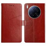 For Tecno Camon 40 Premier Y-shaped Pattern Flip Leather Phone Case(Brown)