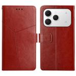 For Tecno Spark 40 4G Y-shaped Pattern Flip Leather Phone Case(Brown)