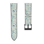 For Samsung Galaxy Watch 3 45mm TPU + Leather Watch Band(Flower Cyan)