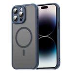 For iPhone 14 Pro Max Fan Dun Series TPU Hybrid PC Frosted Magsafe Phone Case(Blue)