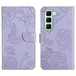 For Infinix Hot 50 Pro 4G Skin Feel Butterfly Embossed Flip Leather Phone Case(Purple)