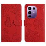 For Infinix Note 50s 5G Skin Feel Butterfly Embossed Flip Leather Phone Case(Red)