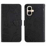 For Infinix Smart 10 4G / Tecno Pop 10 Skin Feel Butterfly Embossed Flip Leather Phone Case(Black)