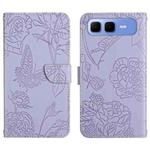 For Infinix Smart 10 Plus 4G Skin Feel Butterfly Embossed Flip Leather Phone Case(Purple)