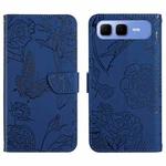 For Infinix Smart 10 Plus 4G Skin Feel Butterfly Embossed Flip Leather Phone Case(Blue)