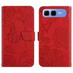 For Infinix Smart 10 Plus 4G Skin Feel Butterfly Embossed Flip Leather Phone Case(Red)