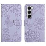 For Infinix Hot 60 4G / 60i 4G Skin Feel Butterfly Embossed Flip Leather Phone Case(Purple)