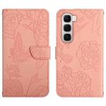 For Infinix Hot 60 4G / 60i 4G Skin Feel Butterfly Embossed Flip Leather Phone Case(Pink)