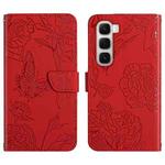 For Infinix Hot 60 4G / 60i 4G Skin Feel Butterfly Embossed Flip Leather Phone Case(Red)