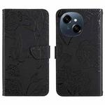 For Tecno Pop 9 4G / Spark Go 2025 4G Skin Feel Butterfly Embossed Flip Leather Phone Case(Black)