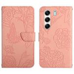 For Tecno Camon 40 Pro 5G Skin Feel Butterfly Embossed Flip Leather Phone Case(Pink)
