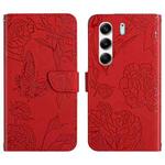 For Tecno Camon 40 4G Skin Feel Butterfly Embossed Flip Leather Phone Case(Red)