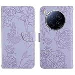 For Tecno Camon 40 Premier Skin Feel Butterfly Embossed Flip Leather Phone Case(Purple)
