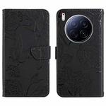 For Tecno Camon 40 Premier Skin Feel Butterfly Embossed Flip Leather Phone Case(Black)