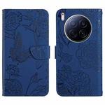 For Tecno Camon 40 Premier Skin Feel Butterfly Embossed Flip Leather Phone Case(Blue)