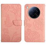 For Tecno Camon 40 Premier Skin Feel Butterfly Embossed Flip Leather Phone Case(Pink)