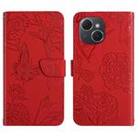 For Tecno Spark 40C Skin Feel Butterfly Embossed Flip Leather Phone Case(Red)