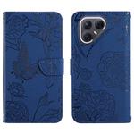 For Tecno Pova 7 Ultra 5G Skin Feel Butterfly Embossed Flip Leather Phone Case(Blue)