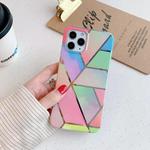For iPhone 12 / 12 Pro Plating Splicing Pattern Soft TPU Protective Case(Color Lattice)