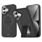 For iPhone 17 Acrylic Hybrid TPU MagSafe Holder Phone Case(Black)