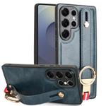 For Samsung Galaxy S25 Ultra 5G Wristband Leather Back Phone Case(Blue)