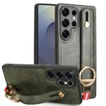 For Samsung Galaxy S25 Ultra 5G Wristband Leather Back Phone Case(Green)
