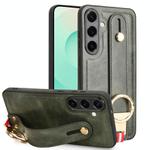 For Samsung Galaxy S25+ 5G Wristband Leather Back Phone Case(Green)