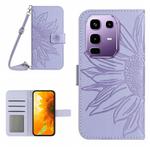 For Infinix Note 50s 5G Skin Feel Sun Flower Embossed Flip Leather Phone Case with Lanyard(Purple)